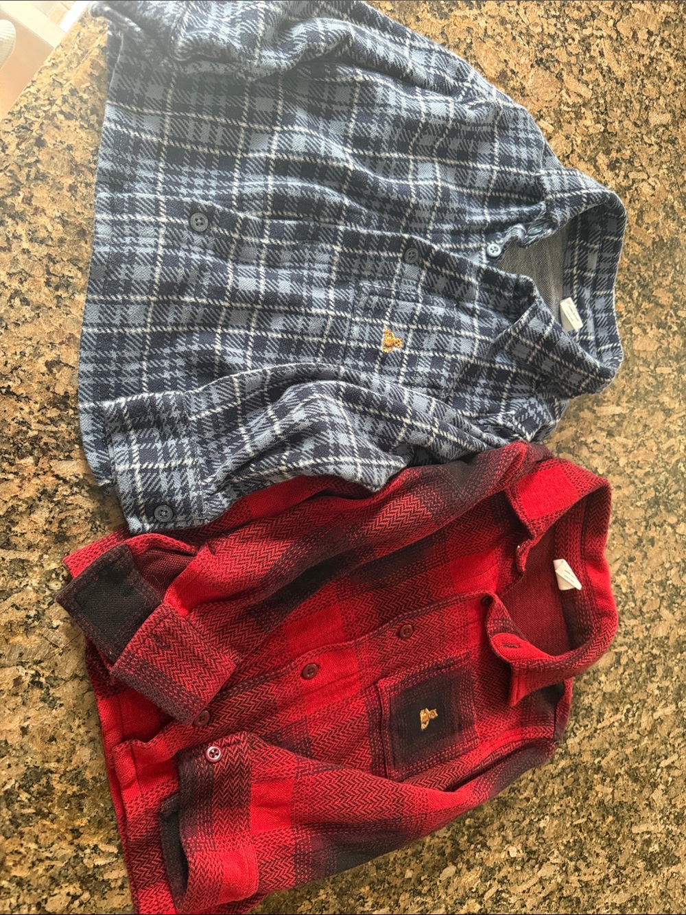 GAP boys Plaid Button-Up Shirt - Red